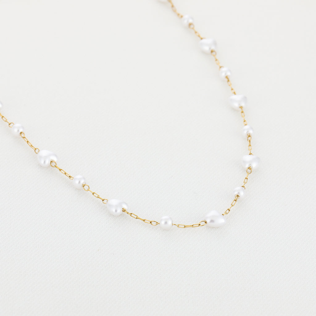 Pearl Chain Necklace Gold