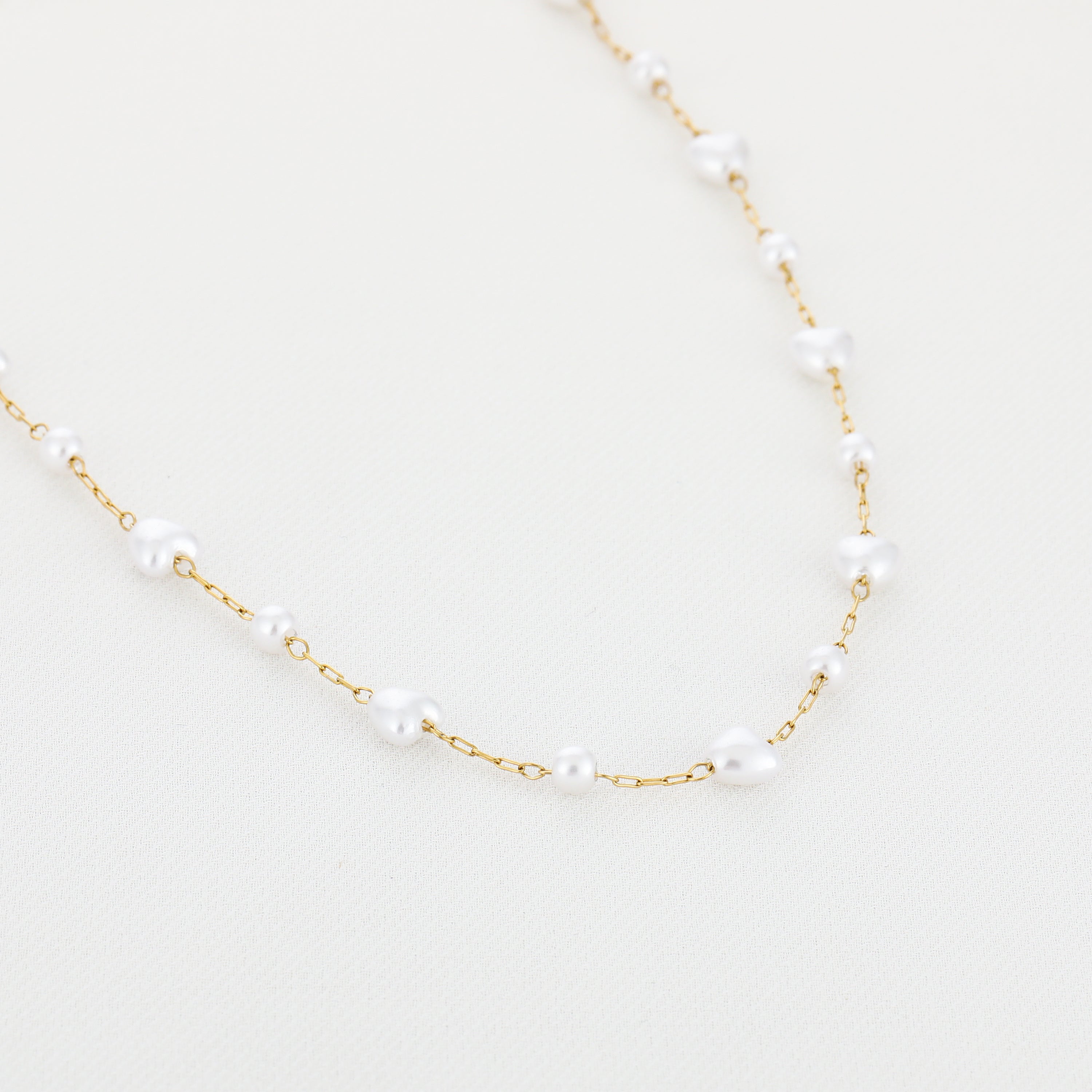 Pearl Chain Necklace Gold