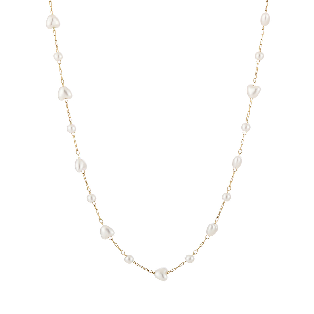 Pearl Chain Necklace Gold