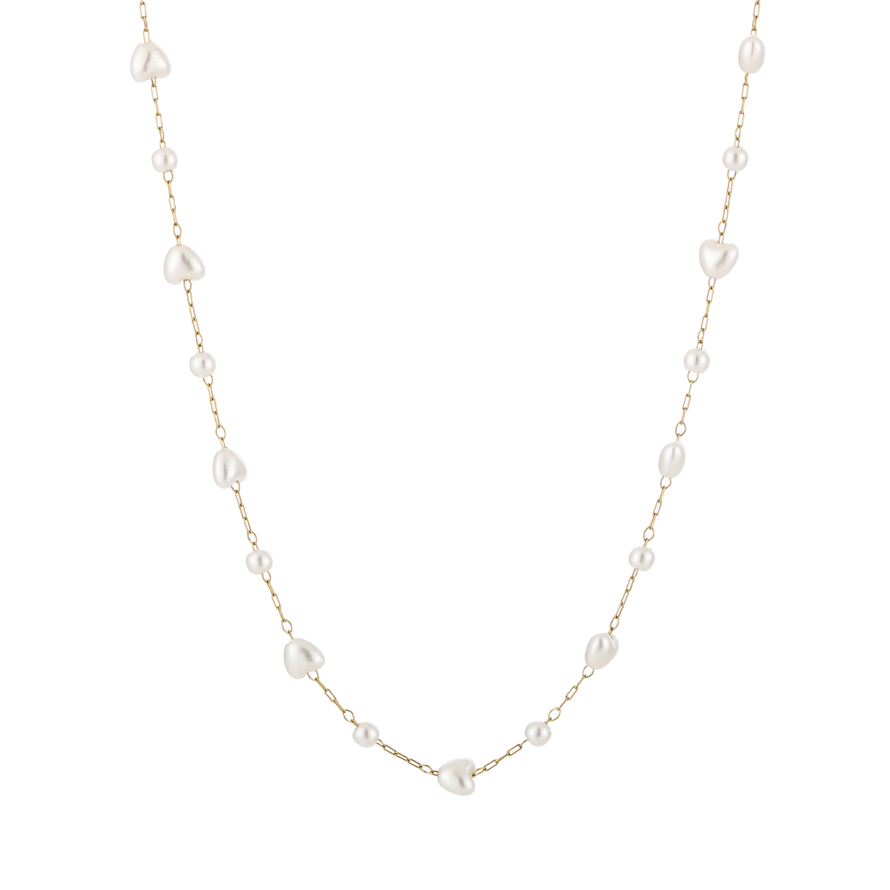 Pearl Chain Necklace Gold
