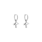 Mushroom Charm Hoops Silver