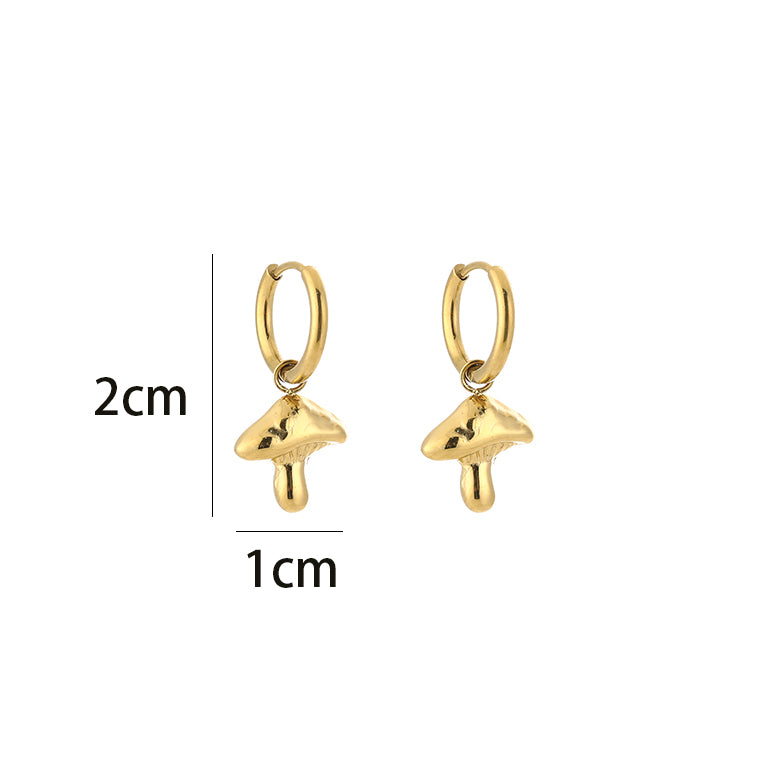 Mushroom Charm Hoops Gold