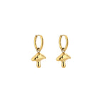 Mushroom Charm Hoops Gold