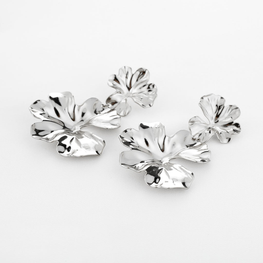 Silver Bloom Statement Earrings