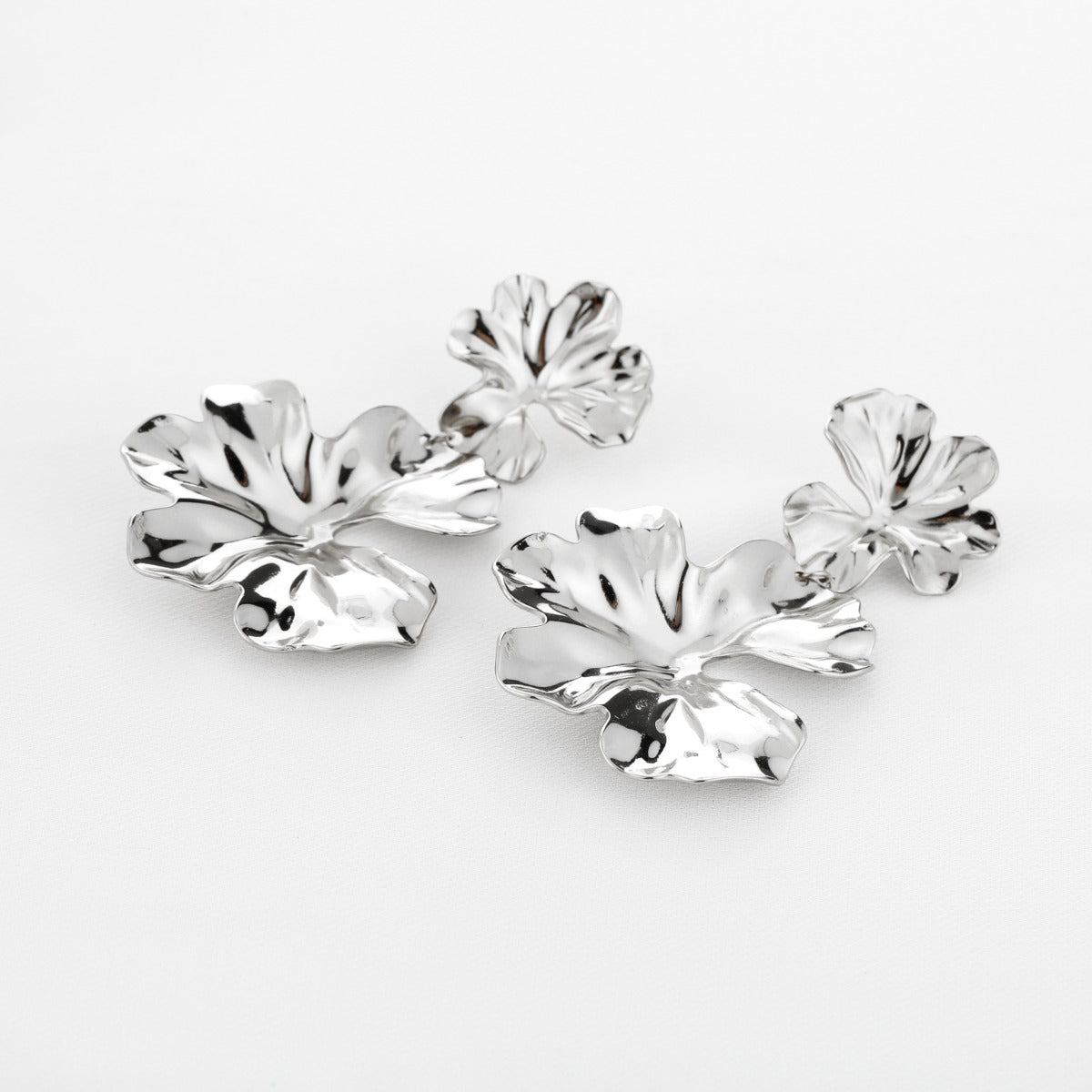 Silver Bloom Statement Earrings
